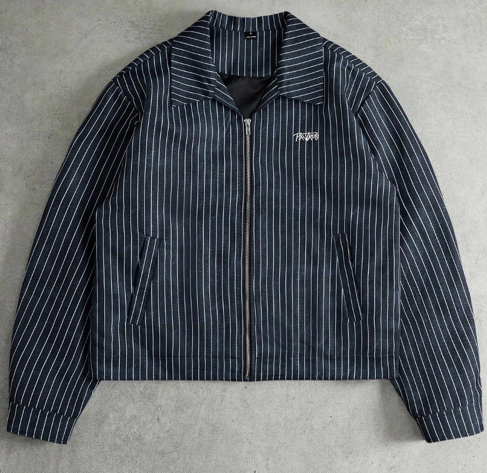 Navy Blue Striped Jacket