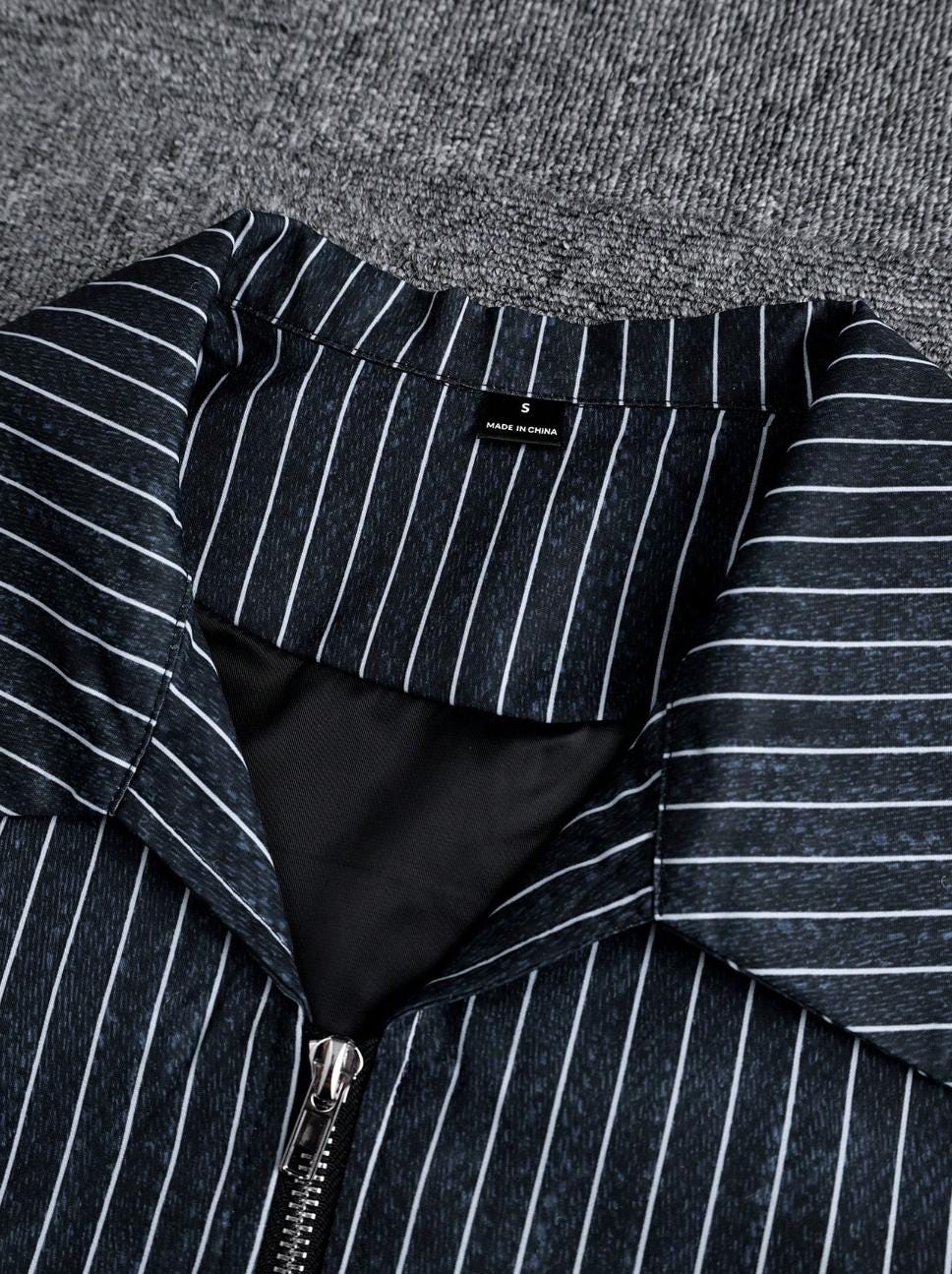 Navy Blue Striped Jacket