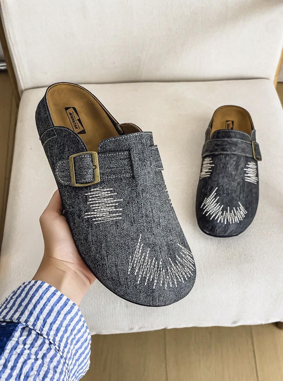 Grey Denim Sandals