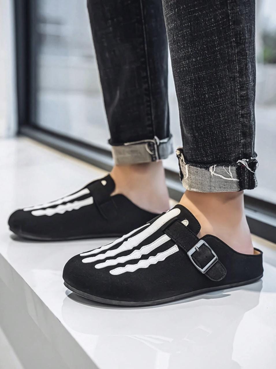 Black Skeleton Sandals